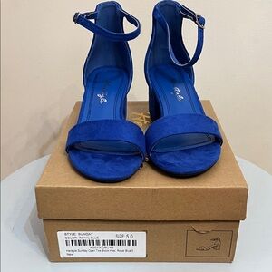 Herstyle Royal Blue Sunday Open Toe Block Heel